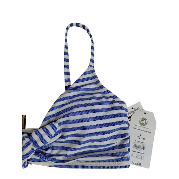 Time and Tru Womens Large Blue White Textured Stripe Bikini Top - Picture 3 of 8